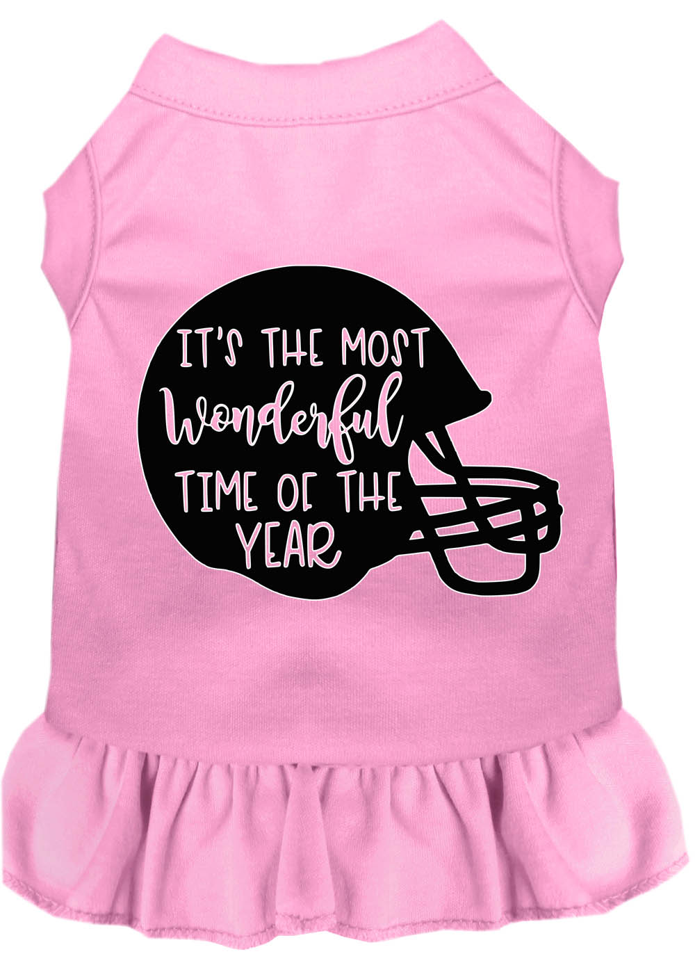 Most Wonderful Time of the Year (Football) Screen Print Dog Dress Light Pink XS